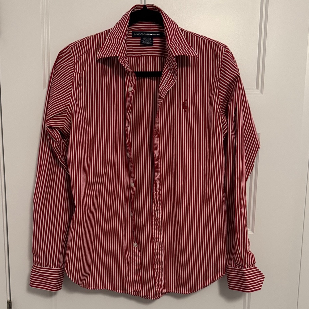 Ralph Lauren Red and White Striped Men's Shirt